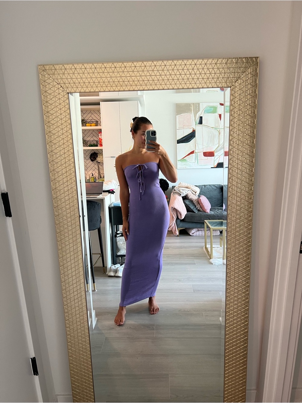 REVOLVE Lavender Strapless Lace-Up Maxi Dress - Picture 2 of 2